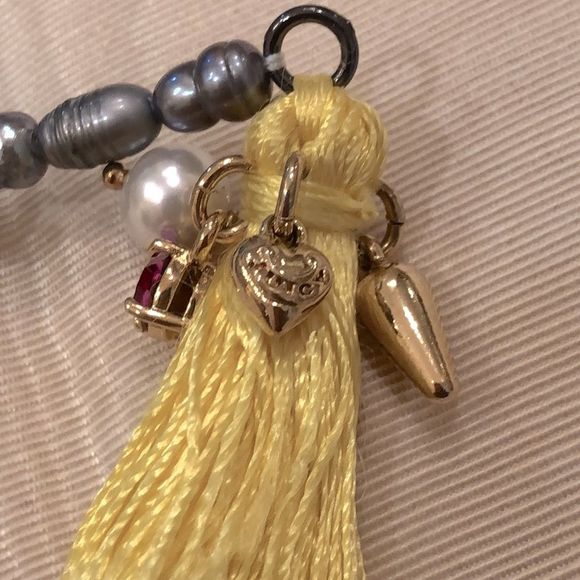 NWT Juicy Couture Freshwater Pearl Tassel & Charm Necklace - Picture 8 of 11
